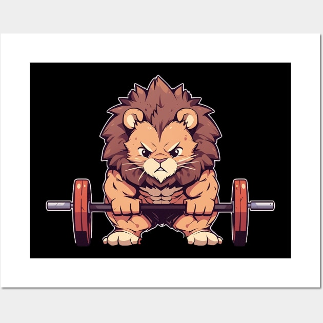 chibi lion bodybuilder Wall Art by enzo studios